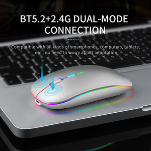 เมาส์ไร้สายแบบชาร์จไฟได้ RGB แบ็คไลท์ออปติคอล 3 ปุ่มมือขวาสำหรับแล็ปท็อปโน้ตบุ๊คการชาร์จ USB - Product Image 3