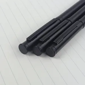 Hediye promosyon tükenmez kalem özel Logo siyah ince Metal gövde büküm tükenmez kalem