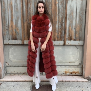 Оптовая продажа, зимняя однобортная куртка на заказ, пушистая Повседневная модная женская длинная Роскошная куртка с мехом лисы, жилет - Product Image 3