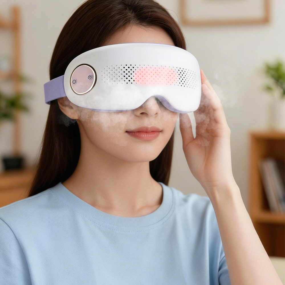 Customized Logo Vibration Heating Timing Control With Bluetooth Music Portable Steam Eye Care Wireless Electric Mask Massage