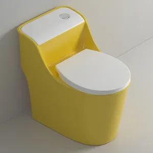 BMCUN en çok satan otel Modern banyo sıhhi sifonik çift gömme açık sarı tek parça WC seramik tuvalet