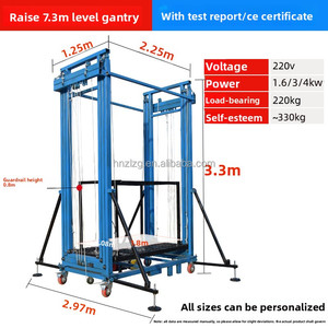Lift Perancah Logam Listrik Baru, Lipat, Mobile, Indoor Outdoor, Dekoratif, Tangga Kargo, Tali Kawat, <span class=keywords><strong>2</strong></span>-8m, Kapasitas Beban 0.5 <span class=keywords><strong>Ton</strong></span> - Product Image 3