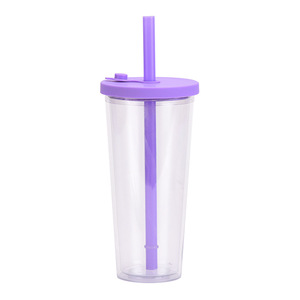 USA warehouse New design PP Bubble Tea Cup Plastic Cup Drinks Double Enjoy Cups 700ml with lid for cold juice drinks