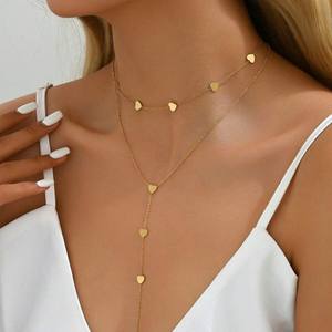 XL261 Collar de corazón de amor chapado en oro de 18 quilates, collar de cadena de acero inoxidable Joyería para mujeres, regalo sin deslustre - Product Image 2