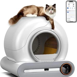 65L lớn thông minh tự làm sạch Mèo Hộp xả rác tự động loại bỏ mùi với ứng dụng Điều khiển Wifi tự động mèo nhà vệ sinh hộp xả rác - Product Image 1