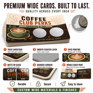 Cartes postales à gratter CMYK Premium pour programme de fidélité café, coupons de récompense larges pour les avantages de l'adhésion au café et les campagnes de rétours clients - Product Image 2