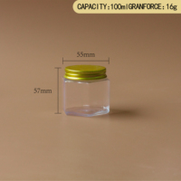 Pot carré en plastique transparent avec couvercle en métal doré, récipient en PET de qualité alimentaire pour le stockage, les loisirs créatifs et les cosmétiques
