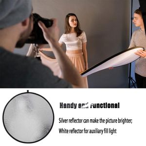 Kampho <span class=keywords><strong>2</strong></span> Trong 1 Bạc & Trắng Chiếu Sáng Phản Xạ Vòng Gấp Di Động 30/60/80/110Cm Máy Ảnh Ảnh Ảnh Phản Xạ Khuếch Tán Bảng Điều Chỉnh - Product Image 2