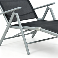 Chaise longue d'extérieur portable en métal durable, nouveau design, dossier réglable 5 positions, pliable, pour plage et hôtel