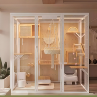 USMILEPET Villa pour chat en bois, cage panoramique en verre, maison pour chat DIY, enclos pour chat transparent, robuste, luxueux, pour intérieur