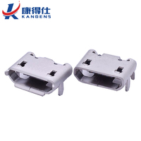 Conector Micro USB Tipo B Hembra de 5 Pines, Tipo Kandens, de Cobre de Alta Conductividad Plateado