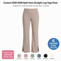 Pantalon de yoga sexy à fente latérale et jambe droite pour femme, coupe décontractée, évasé aux genoux, taille haute, respirant, pour le sport, la course en extérieur et le fitness