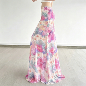 Jupe longue maxi en maille à imprimé floral coloré pour femme, taille basse, coupe sirène, légère et élégante, idéale pour les vacances d'été - Product Image 5