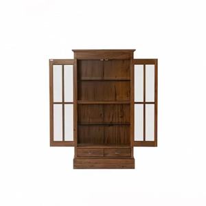 Vitrina de Madera con Puertas de Vidrio Enmarcadas, Diseño Moderno y Minimalista, Ahorro de Espacio, Mueble Hecho a Mano para Sala de Estar, Estilo Africano - Product Image 3