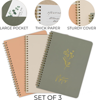 Cahier de notes à spirale personnalisé, mignon, collège, 8x6, avec grandes poches et pages lignées, pour travail organisé ou à l'école