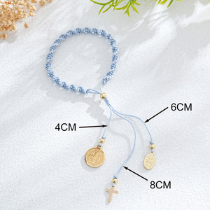 <span class=keywords><strong>Pulsera</strong></span> de Cordón Ajustable con Cruz de Go2boho, <span class=keywords><strong>Pulsera</strong></span> de <span class=keywords><strong>Rosario</strong></span> Tejida con Medalla de San Benito para Hombres y Mujeres Católicos - Product Image 3