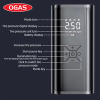 Compresseur d'air portable intelligent OGAS 12V avec affichage numérique, lampe de secours et batterie externe 6000 mAh pour voitures
