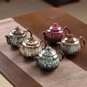Théière en céramique de style Japandi traditionnel, théière en porcelaine émaillée Tianmu, petite théière pour la maison - Product Image 3