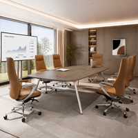 Ensemble de table de conférence moderne en bois et chaises de direction en cuir – Mobilier de bureau de luxe pour réunions d'entreprise – Vente en gros