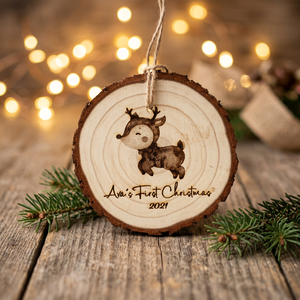 Ornement de Noël personnalisé pour bébé : tranche de bois gravée - Product Image 3