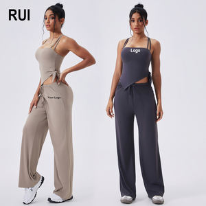 RUIQUWIN 2026 OEM Conjunto Deportivo de Yoga de 3 Piezas para Mujer, Transpirable, Sin Costuras, con Logotipo Frontal a Rayas, Sujetador Deportivo, Ropa Deportiva con Elasticidad en Cuatro Direcciones - Product Image 1