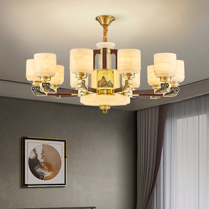Chinese Style All Copper Chandelier Multi Head Led <b>Light</b> Round Shape For Living Room Dining Room Study Home <b>Lighting</b> - Product Image 2