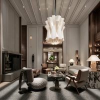 Lanternes en papier parchemin style Wabi Sabi avec lumière, lampes en papier pliées Besoike, lustre à pétales superposés pour restaurant