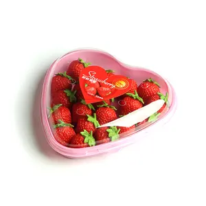 Hộp Nhựa Dùng Một Lần Clear Strawberry Heart Shape Hộp Cho Dâu Tây