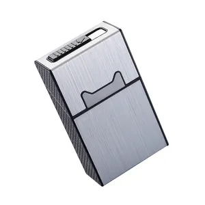 Hot Sale Metal USB Rechargeable Lighter Cigarette Boxes Holder Case for 20 PCS Cigarette Package