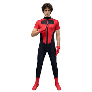 Combinaison de cosplay invincible pour hommes, costume complet rouge et noir, Costume d'halloween Zentai, tenue Oliver Grayson - Product Image 1