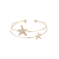 Bracelet jonc épais vintage en forme d'étoile de mer, hypoallergénique, bijou de déclaration, double couche lisse, pour soirée, de luxe