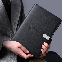 Agenda personnalisé avec batterie externe, agenda avec batterie externe, carnet A5 avec reliure à 6 anneaux, chargeur sans fil USB, créez votre propre agenda