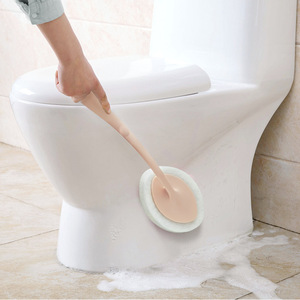 Bathroom Cleaning Brush Long Handle Oval Shape Sink Bathtub Tile Cleaner Nordic Pink White Gray Replacement Head Pack - Product Image 3