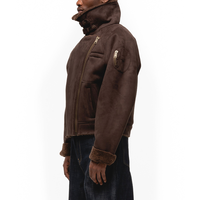 Veste d'hiver pour homme, fermeture éclair asymétrique sur le devant, doublure en peau de mouton chaude, col en polaire épais, vêtements d'extérieur pour temps froid, veste de pilote