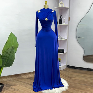 Nouvelle <span class=keywords><strong>robe</strong></span> longue en tulle à manches longues, au design fluide, offrant un effet amincissant et une grande élasticité - Product Image 1