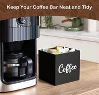 Porte-capsules de café noir carrés en bois, panier de rangement pour accessoires de bar à café, comptoir de cuisine