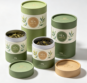 Custom Tea Packaging With Metal Lid Biodegradable Cardboard Tube Loose Leaf Tea Can Cylinder for Coffee Paper Packaging - Product Image 6