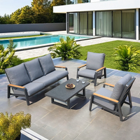 Table basse OSMEN Manly moderne en aluminium facile à nettoyer avec garantie de 3 ans, plateau en verre à base céramique pour terrasse extérieure