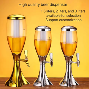 برج تبريد وتوزيع البيرة عالي الجودة للاستخدام التجاري، محمول وصديق للبيئة، بتشطيب معدني مصقول، سعة 3 لتر و2 لتر، مع نظام تبريد بالثلج - Product Image 3