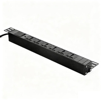 Multiprise universelle 6 voies PDU 1U à montage en rack avec interrupteur, coque en alliage d'aluminium, prise EU Schuko 16A 250V