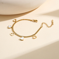 STMA03 Bracelet de cheville tendance en acier inoxydable 304 avec breloque trèfle à quatre feuilles et coquillage, bijou de cheville pour femme, idéal pour le quotidien et la plage