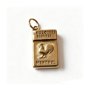 Gauloises Blondes - Etiqueta de recuerdo rectangular de latón chapado en oro con grabado de gallo y mentol - Product Image 3
