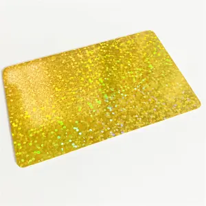 Credit Card Size CR80 Die Cut NFC Chip Built In Golden Holographic Shiny pvc business cards custom