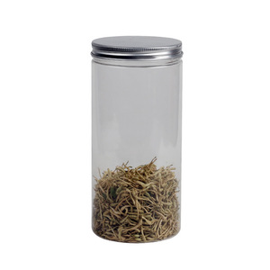 Pot alimentaire rond transparent en PET de 85*180 mm avec couvercle en aluminium, adapté au stockage de fruits secs et de thé. - Product Image 4