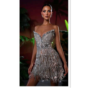 En kaliteli el boncuk ünlü akşam Mini seksi balo parti pist elbise - Product Image 1