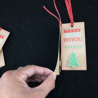 12 pièces par ensemble 2 modèles assortis étiquettes de cadeau en papier de décoration de noël artisanales de luxe avec impression autocollant 3D