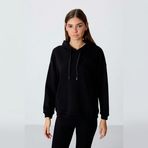 <b>Women</b>’s <b>Black</b> Oversized Pullover Hoodie Sweatshirt Casual Drawstring Hooded <b>Fleece</b> Top with Kangaroo Pocket for Sportswear Cloth - Product Image 1