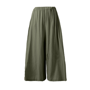 Pantaloni a Gonna in Misto Cotone e <span class=keywords><strong>Lino</strong></span>, Larghi e Lunghi, Estivi da <span class=keywords><strong>Donna</strong></span>, a Gamba Larga, Casual, con Tasche a Inserto, Tinta Unita, Vita Alta - Product Image 3
