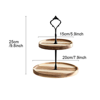 Support à gâteaux rond à 2 niveaux pour mariage, présentoir vertical, plateau de service, support à cupcakes en bois
