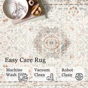 <span class=keywords><strong>Tapis</strong></span> ronds d'intérieur, à poils ras, lavables en machine, style abstrait, vieilli, blanc <span class=keywords><strong>beige</strong></span>, turc persan, pour salon - Product Image 5